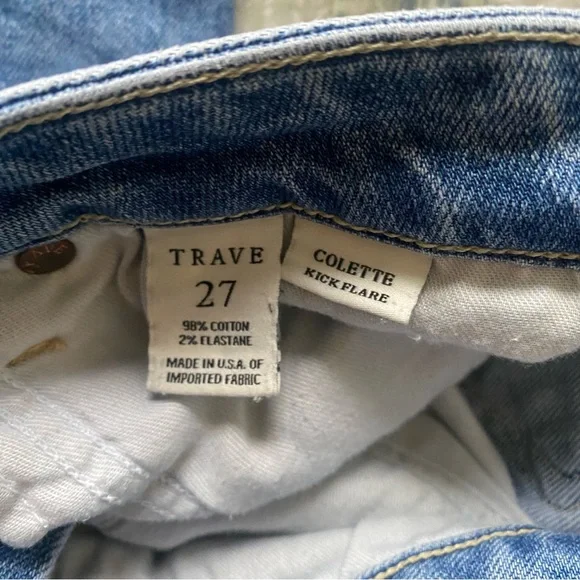 TRAVE “Colette” Kick Flare Crop Jeans in Staying “Alive Blue Wash” - Picture 4 of 5